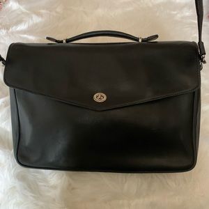 Coach Messenger Laptop Briefcase Black Leather Bag